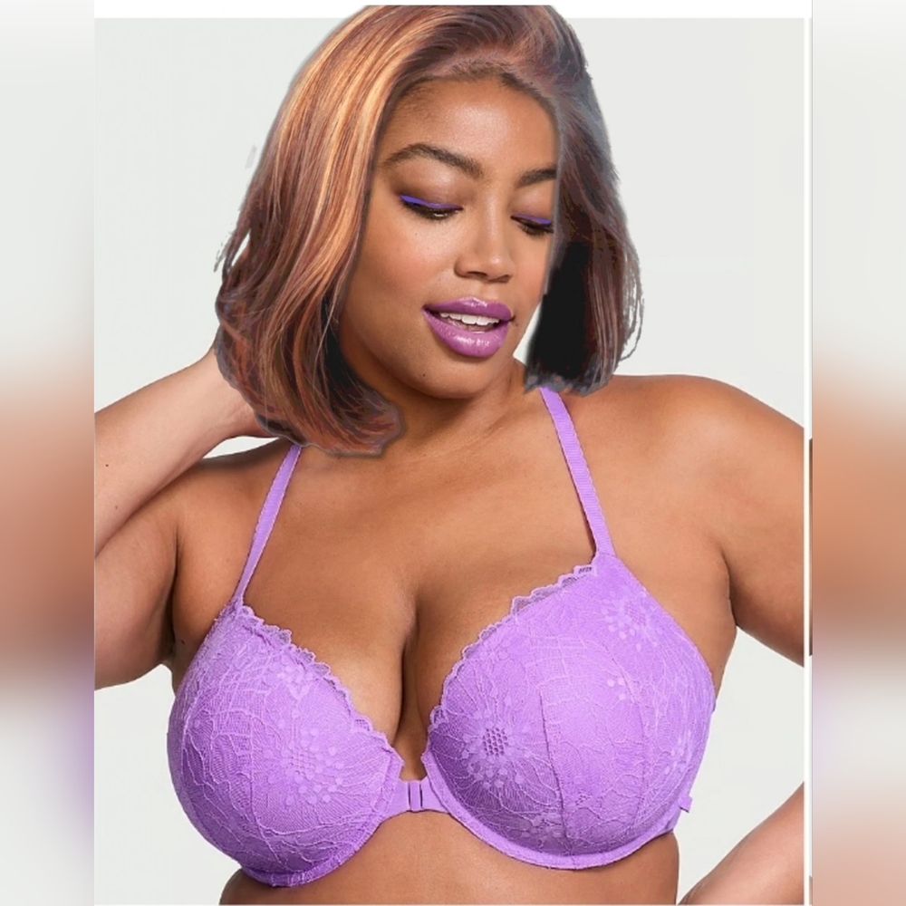 VICTORIA SECRT Sexy Tee Lightly Lined Lace Demi Bra purple  34-C  New  With Tags